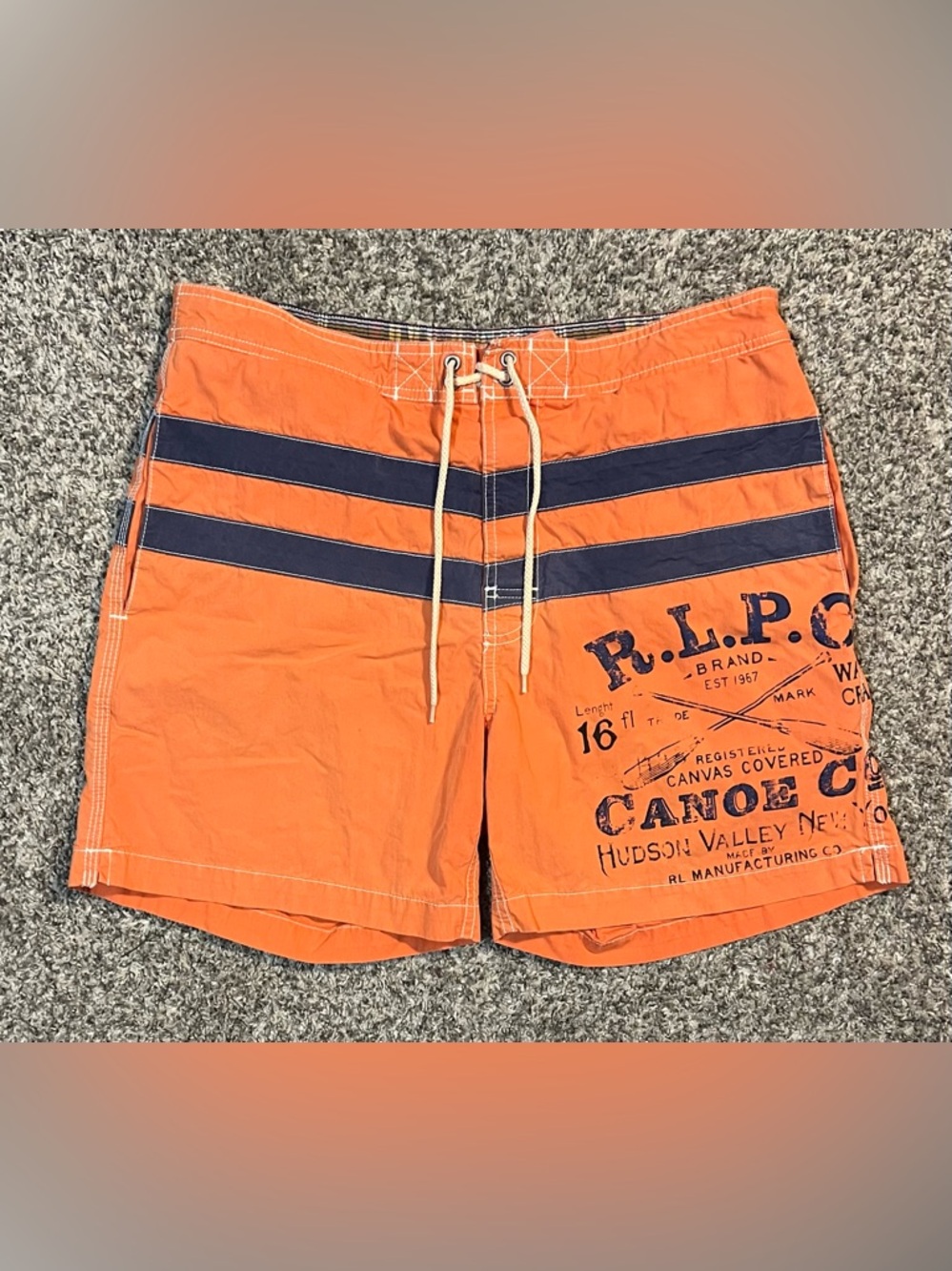 Vintage Polo By Ralph Lauren Shorts Men’s Orange Lined Swim Trunks! Size Medium.